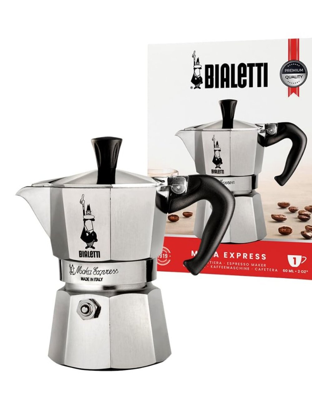 Bialetti - Moka Express: Iconic Stovetop Espresso Maker Moka Pot 1 Cup